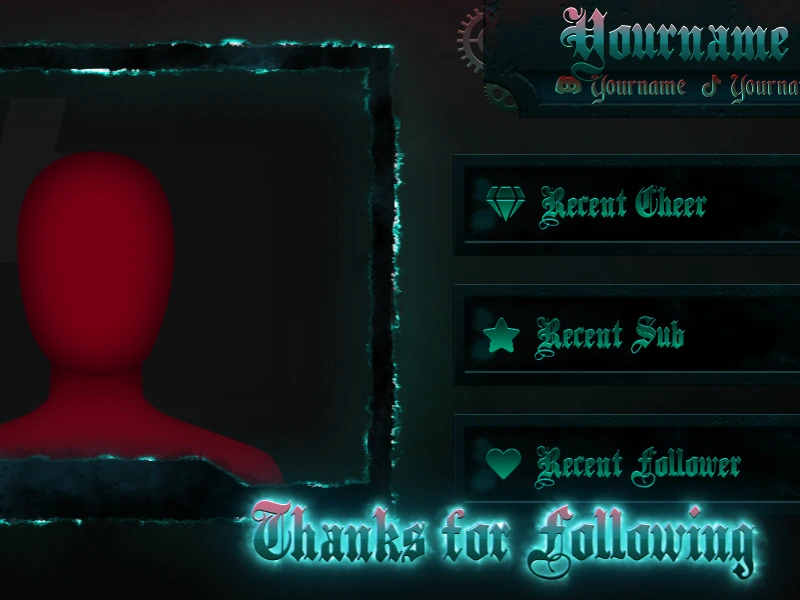Gothicon overlay pack showing a complete OBS stream layout