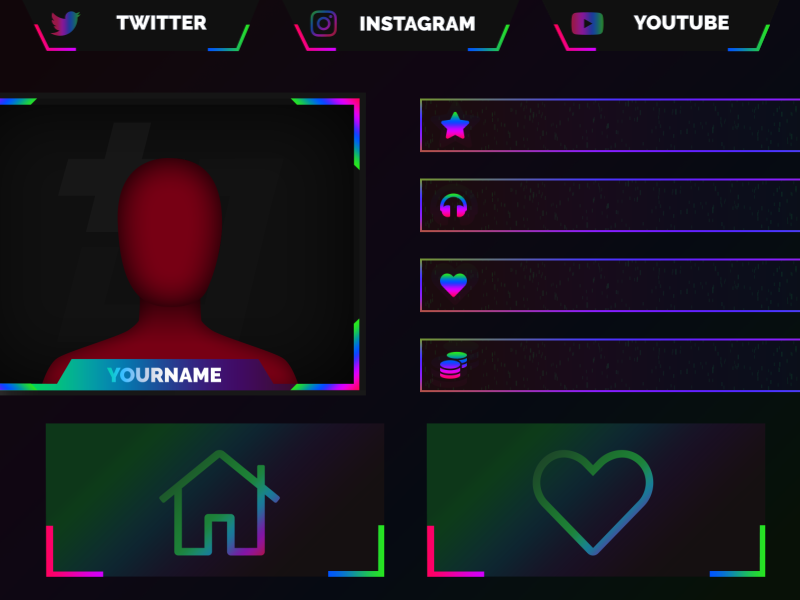 Grid of free stream overlay downloads available in PNG and GIF formats
