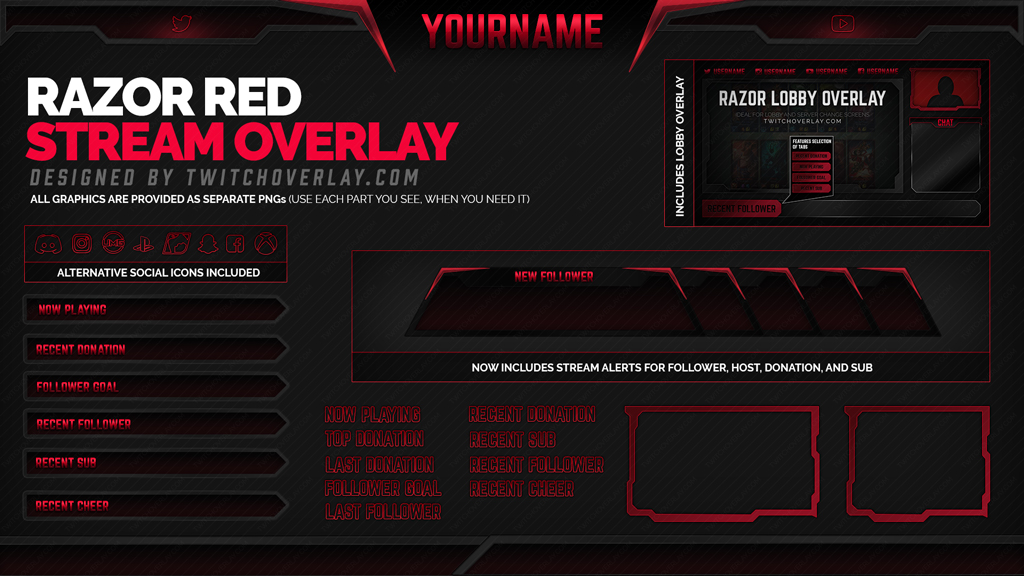 Razor Red - Red Stream Package for Twitch & Mixer - 1024 x 576 jpeg 359kB