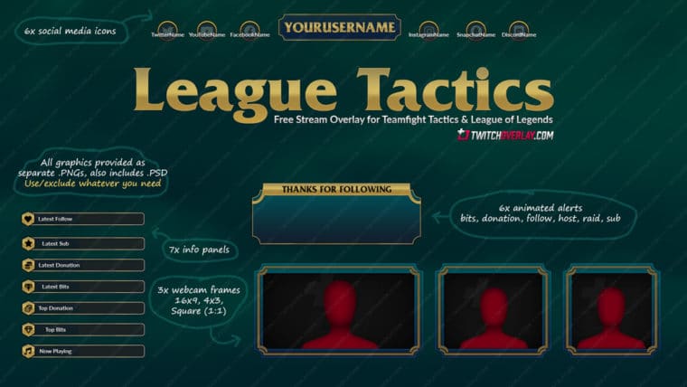 Added League Tactics, a Teamfight Tactics Stream Overlay