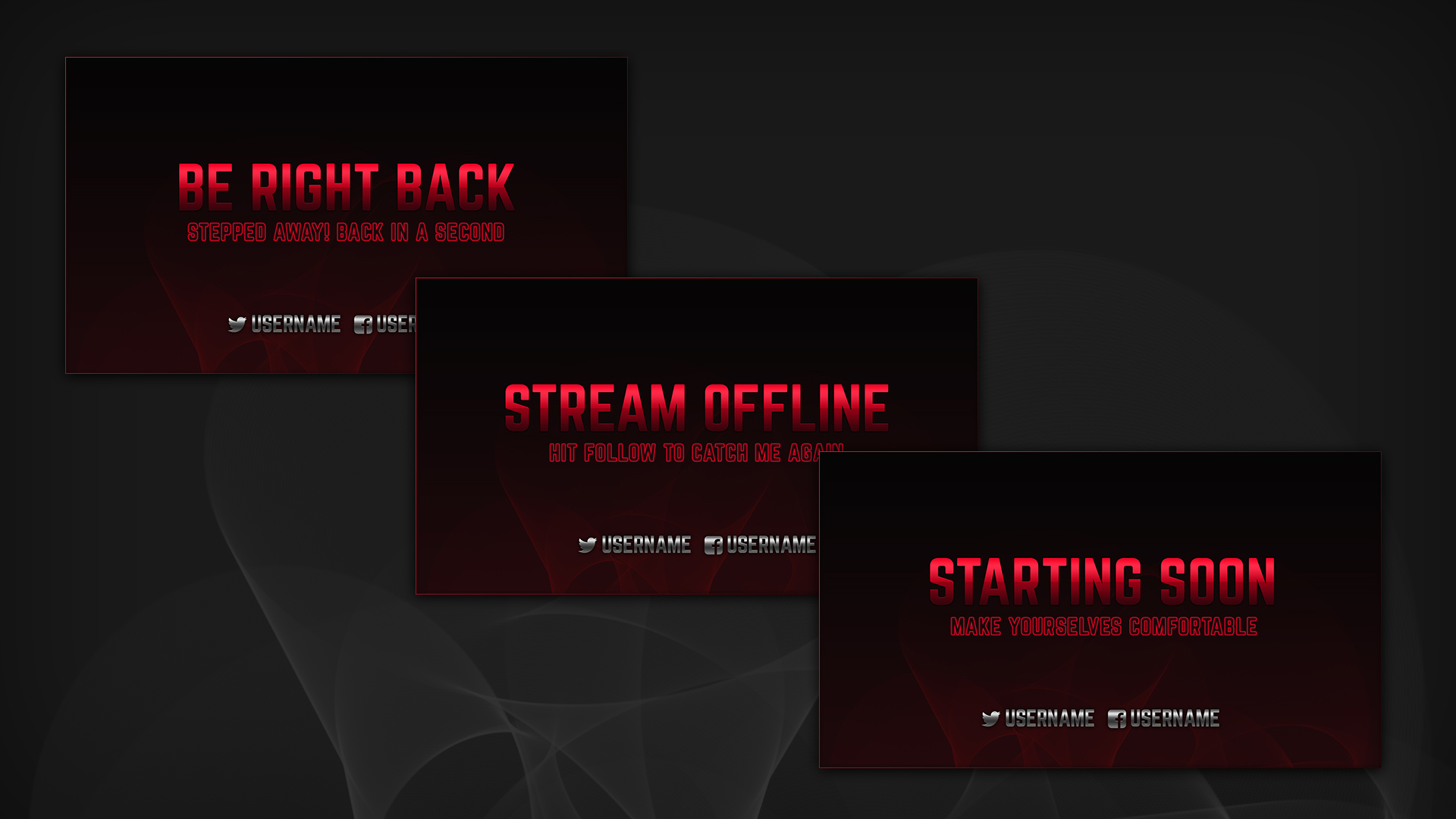 Red Stream Screens - Twitch Overlay