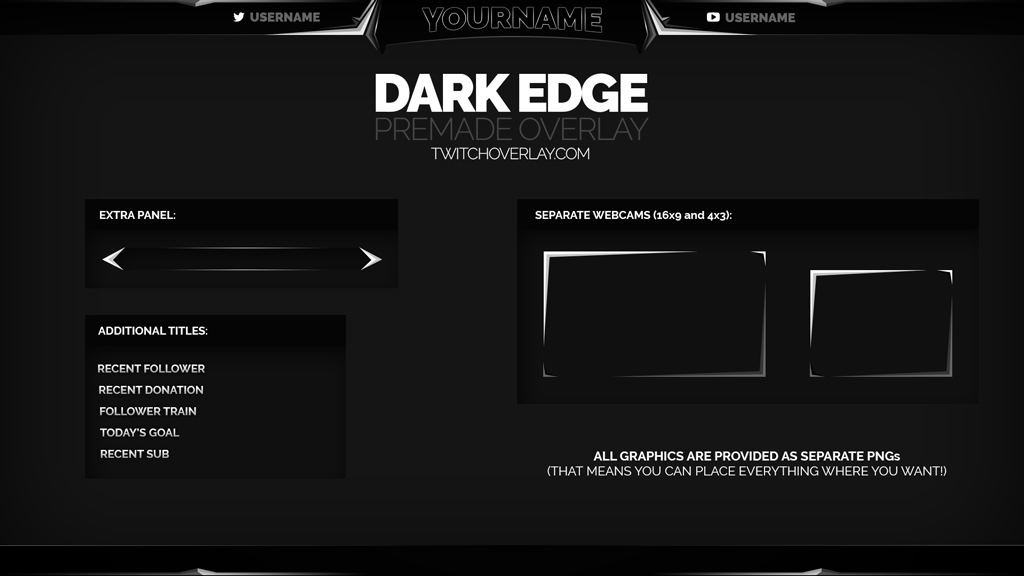 black & white stream overlay | Twitch Overlay