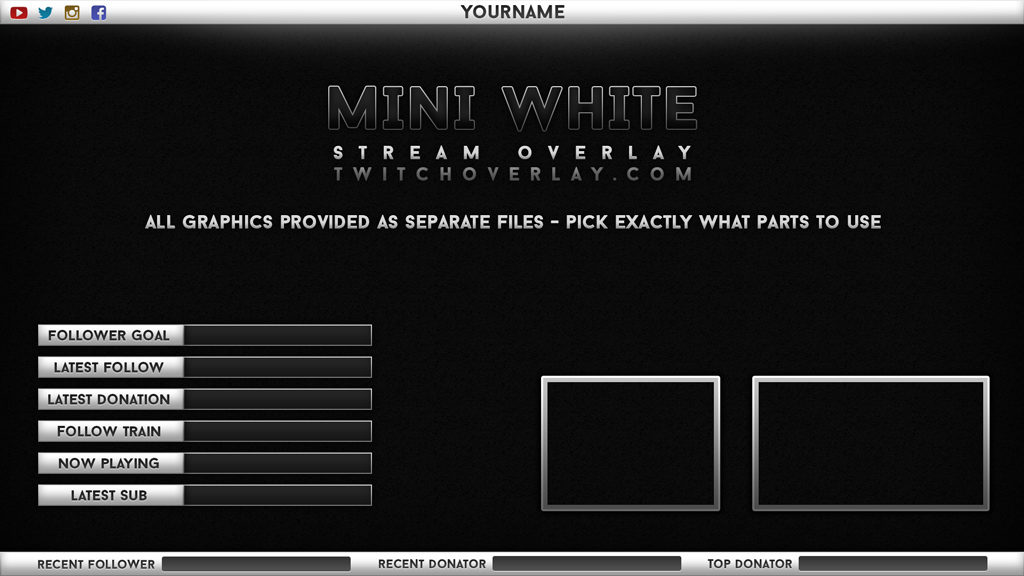 Mini White - White Stream Overlay - Twitch Overlay