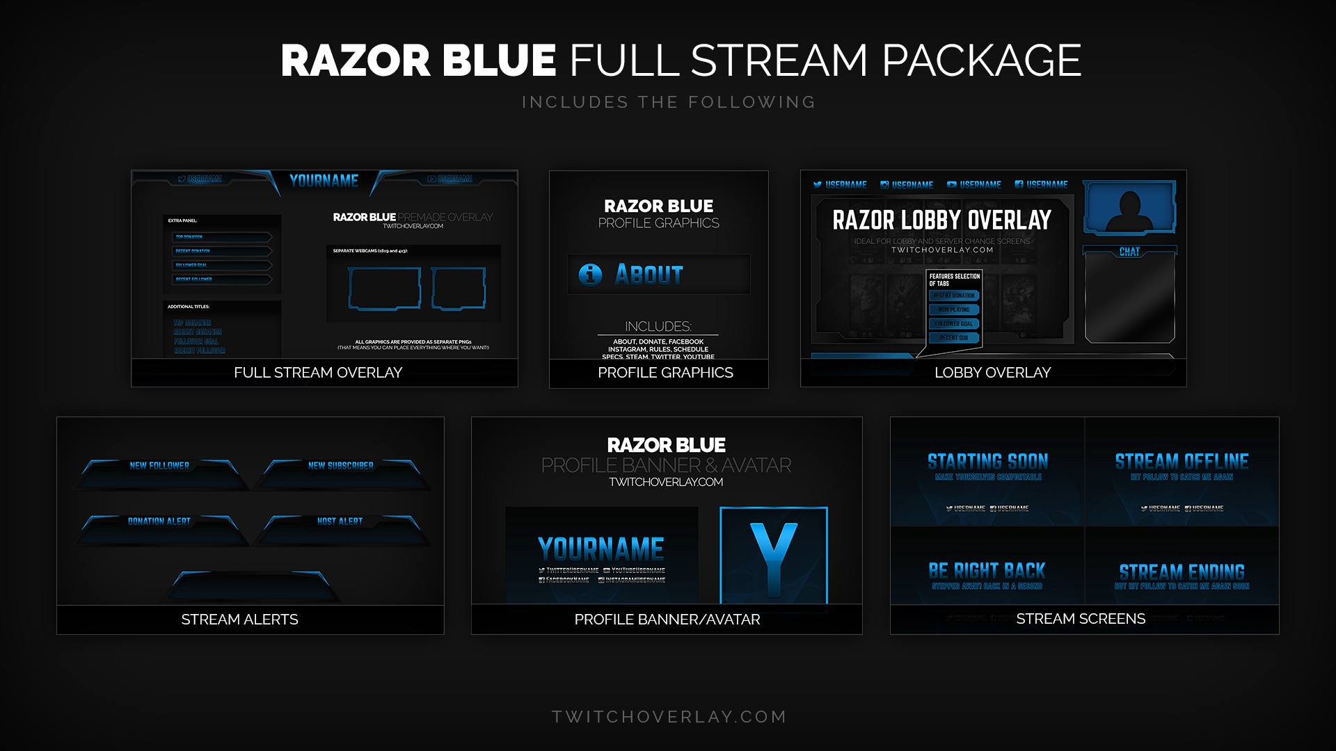 blue stream package | Twitch Overlay