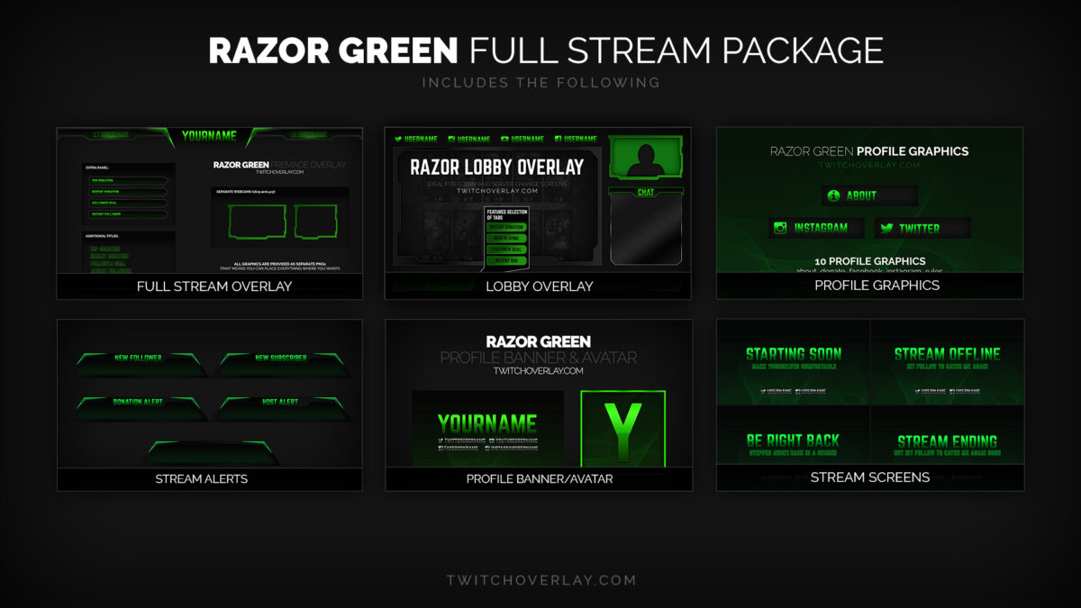 green stream package | Twitch Overlay