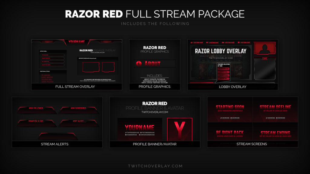 red stream package | Twitch Overlay