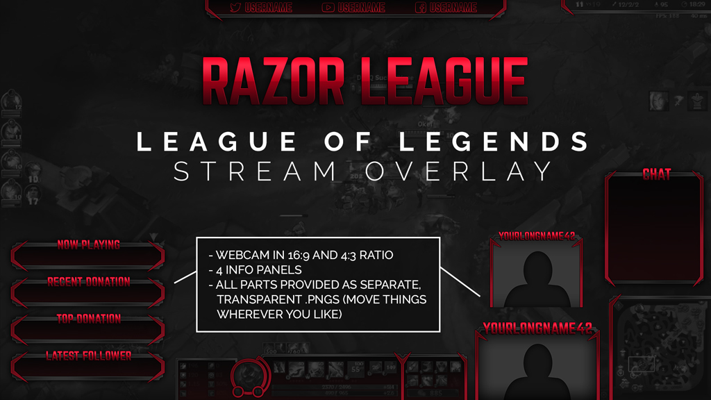 Razor Red Chat Overlay for Twitch,  & Streamlabs OBS