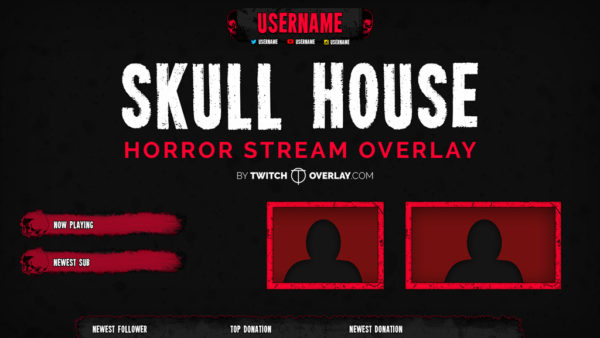 Halloween stream decoration, animated Twitch overlay, scary skull