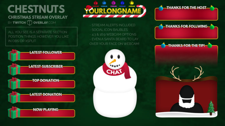 Chestnuts Christmas Stream Graphics Available
