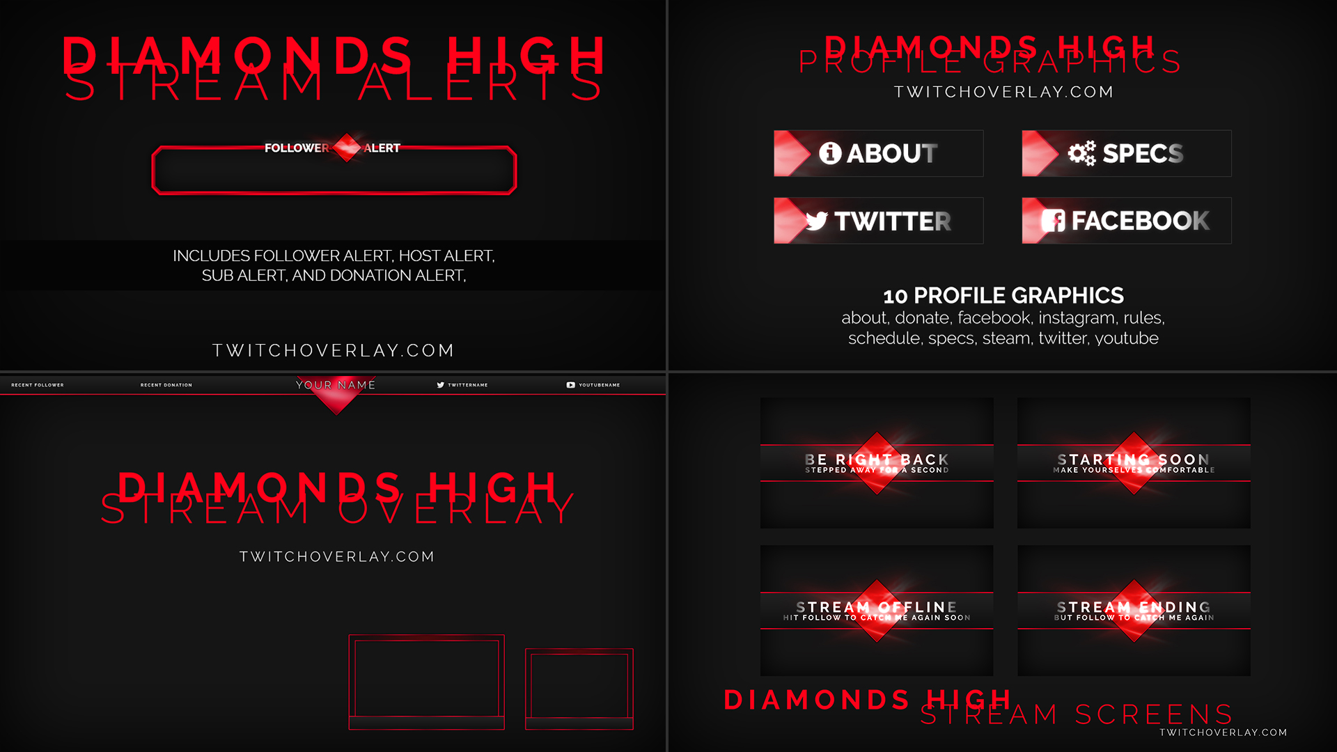 Diamonds High Free Stream Package By Twitch Overlay