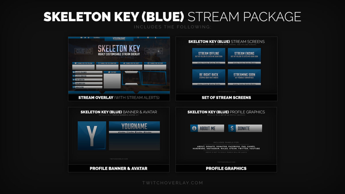 Metal Blue Stream Package | Twitch Overlay