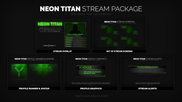 neon green stream package - Twitch Overlay