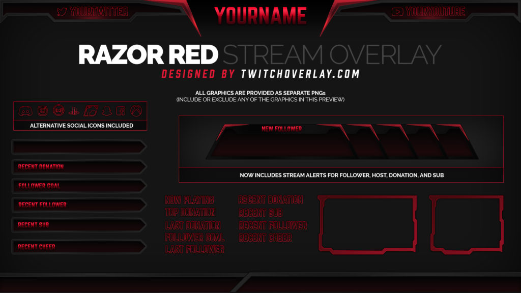 Razor Red - Red Overlay - Twitch Overlay - 1024 x 576 jpeg 77kB