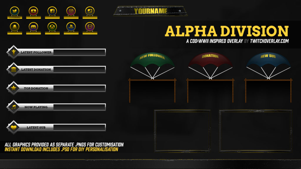 Alpha Division - Call of Duty: WWII Overlay - Twitch Overlay - 1024 x 576 jpeg 85kB