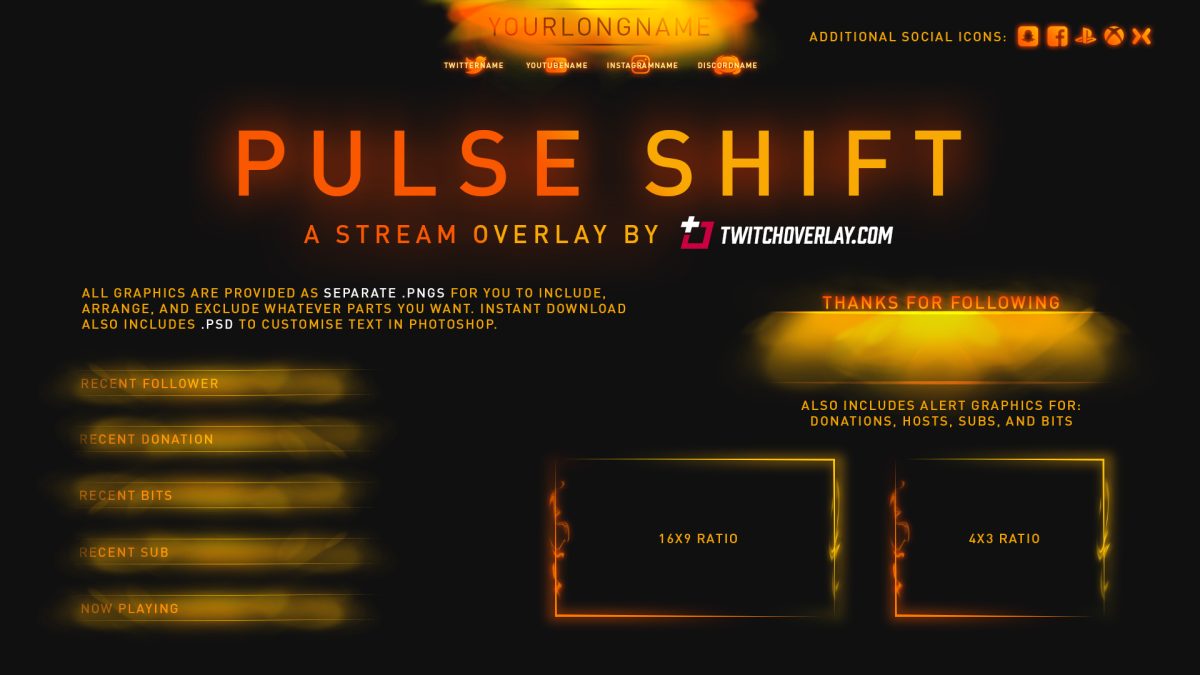 orange overlay | Twitch Overlay