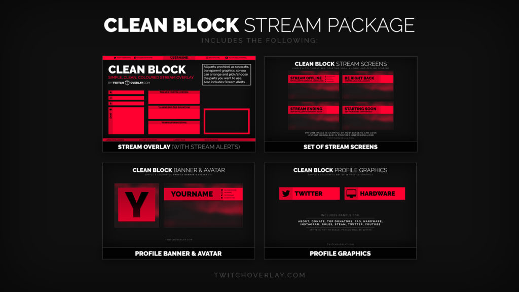 minimal red stream package