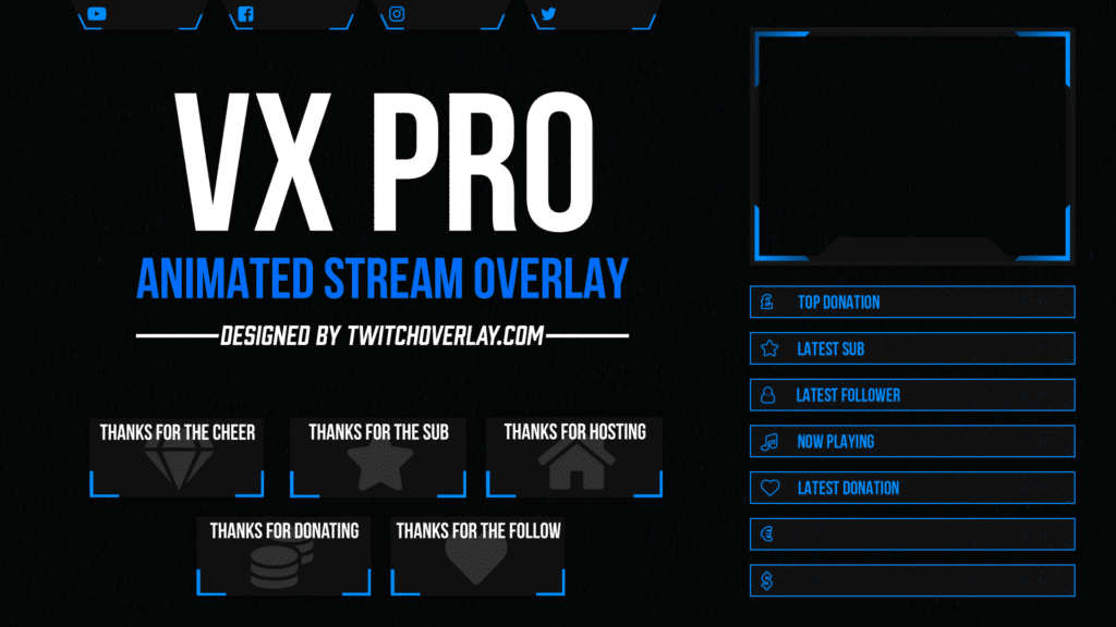 animated blue twitch overlay - Twitch Overlay