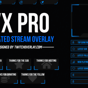 VX Pro Blue – Animated Blue Twitch Overlay