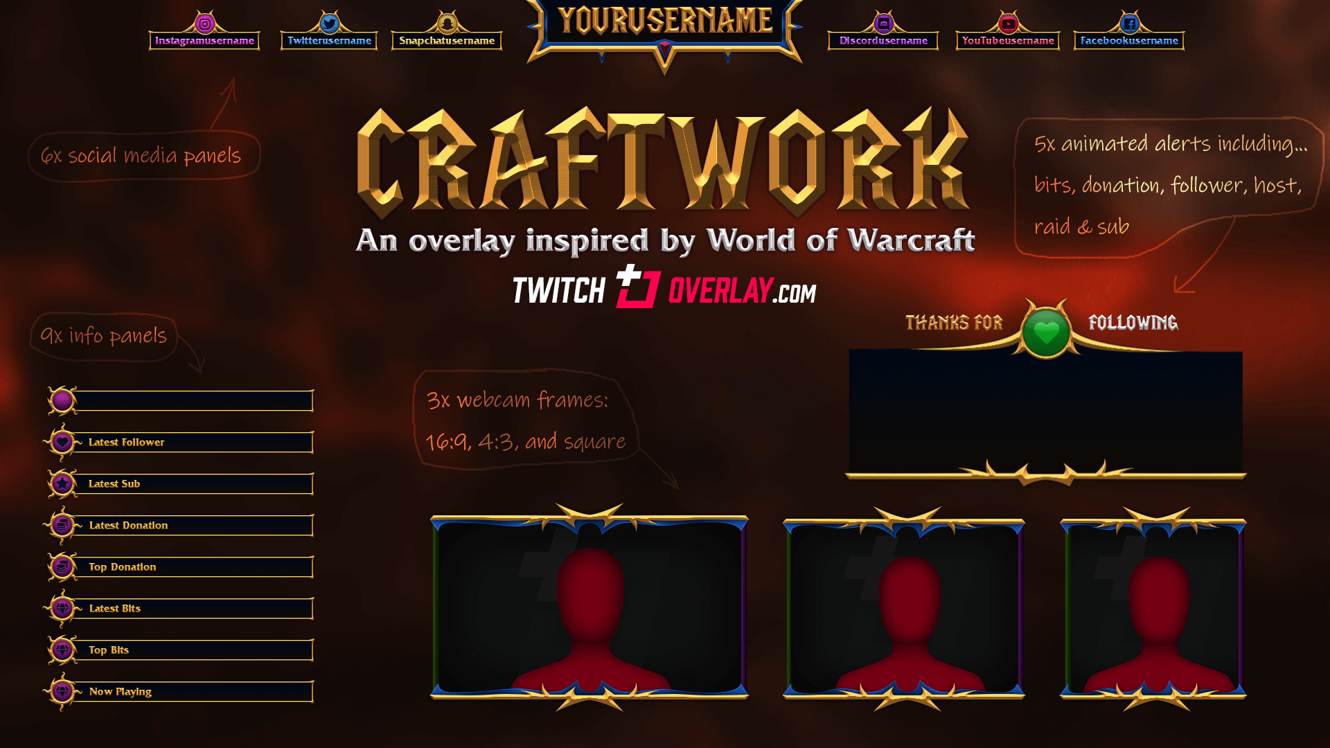 World of Warcraft Stream Overlay | Twitch Overlay