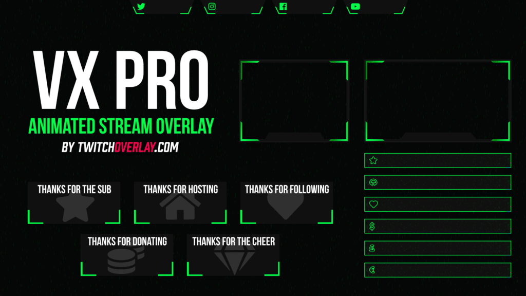Animated Green Twitch Overlay