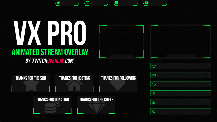 Green Twitch Overlays & Alerts for OBS Studio & Streamlabs