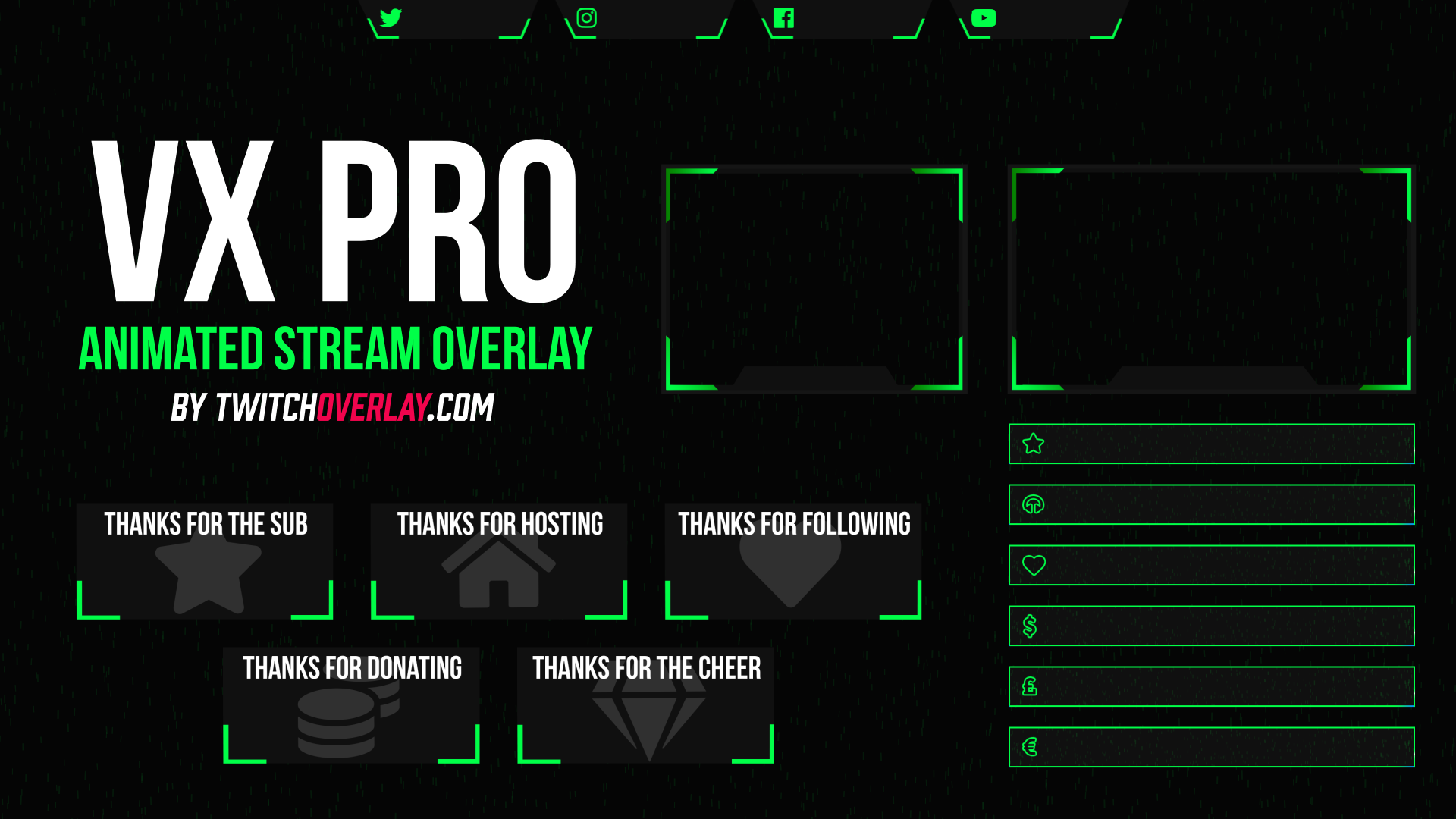 Animated Green Twitch Overlay - Twitch Overlay