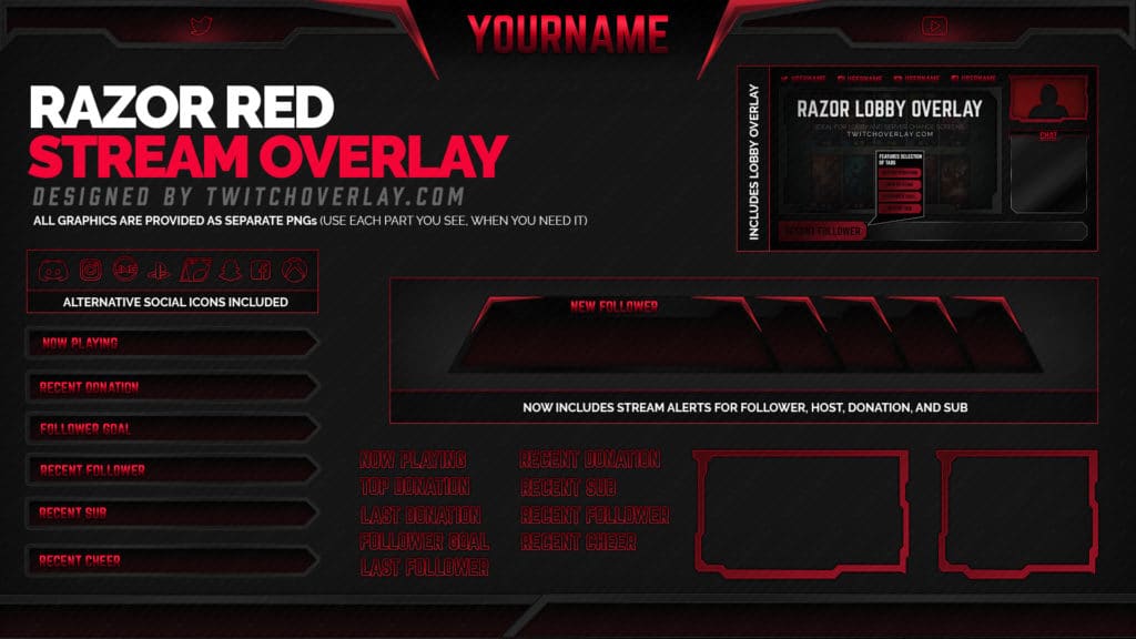 Razor Red - Red Overlay - Twitch Overlay