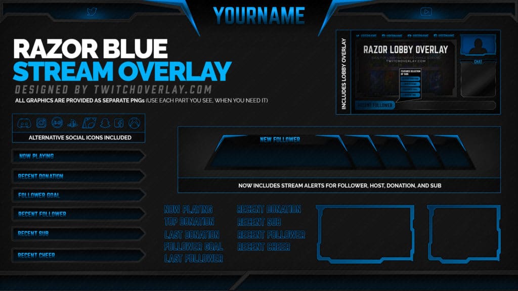 blue chat overlay | Twitch Overlay