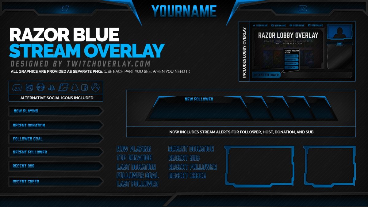 blue overlay | Twitch Overlay