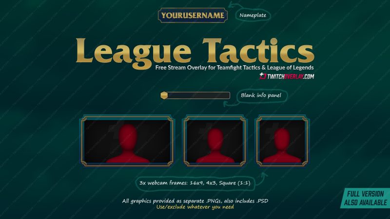 League Tactics – Free Teamfight Tactics Twitch Overlay