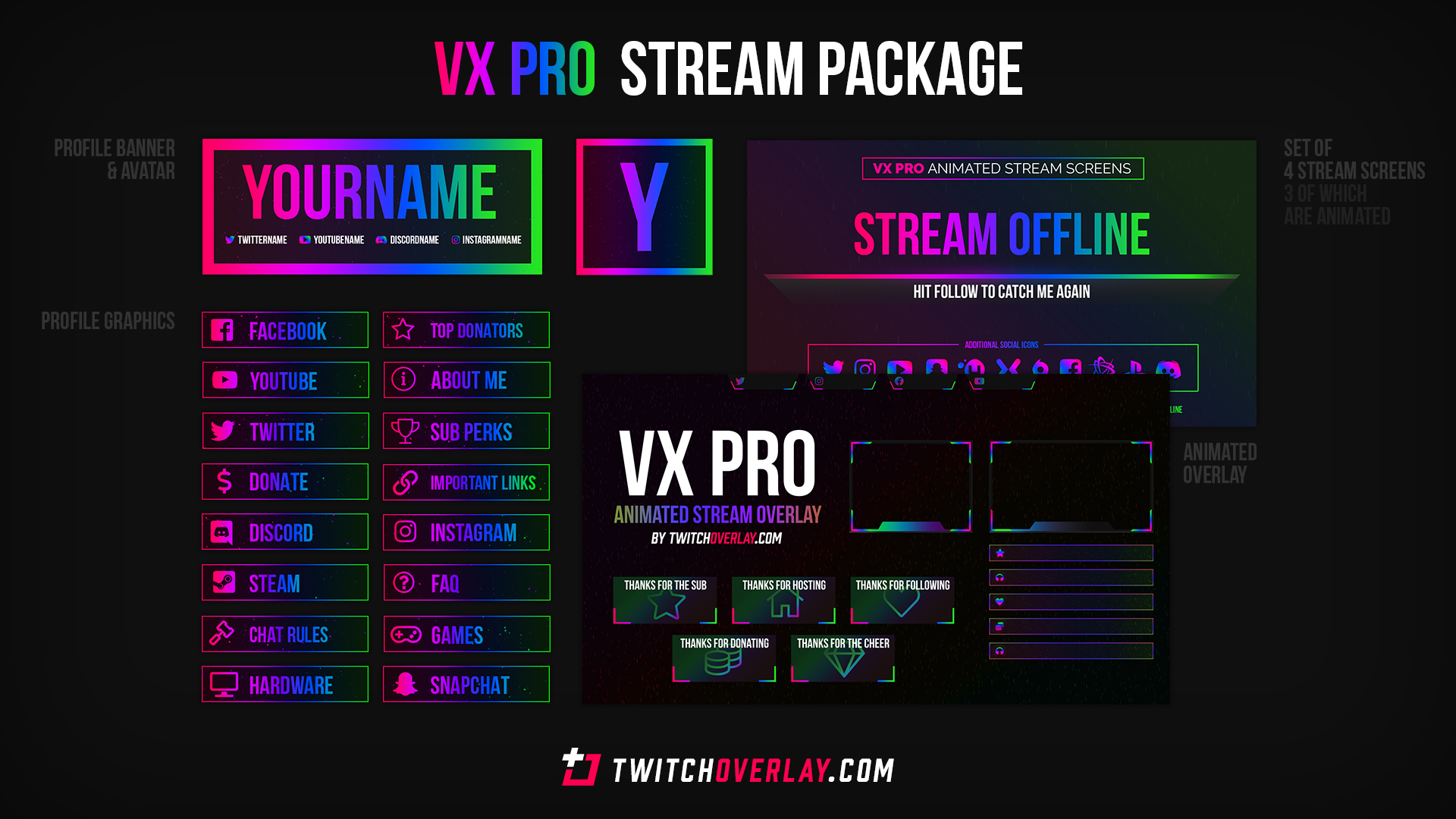 Interface-01 Animated Stream Overlay Pack Overlays -  in 2023