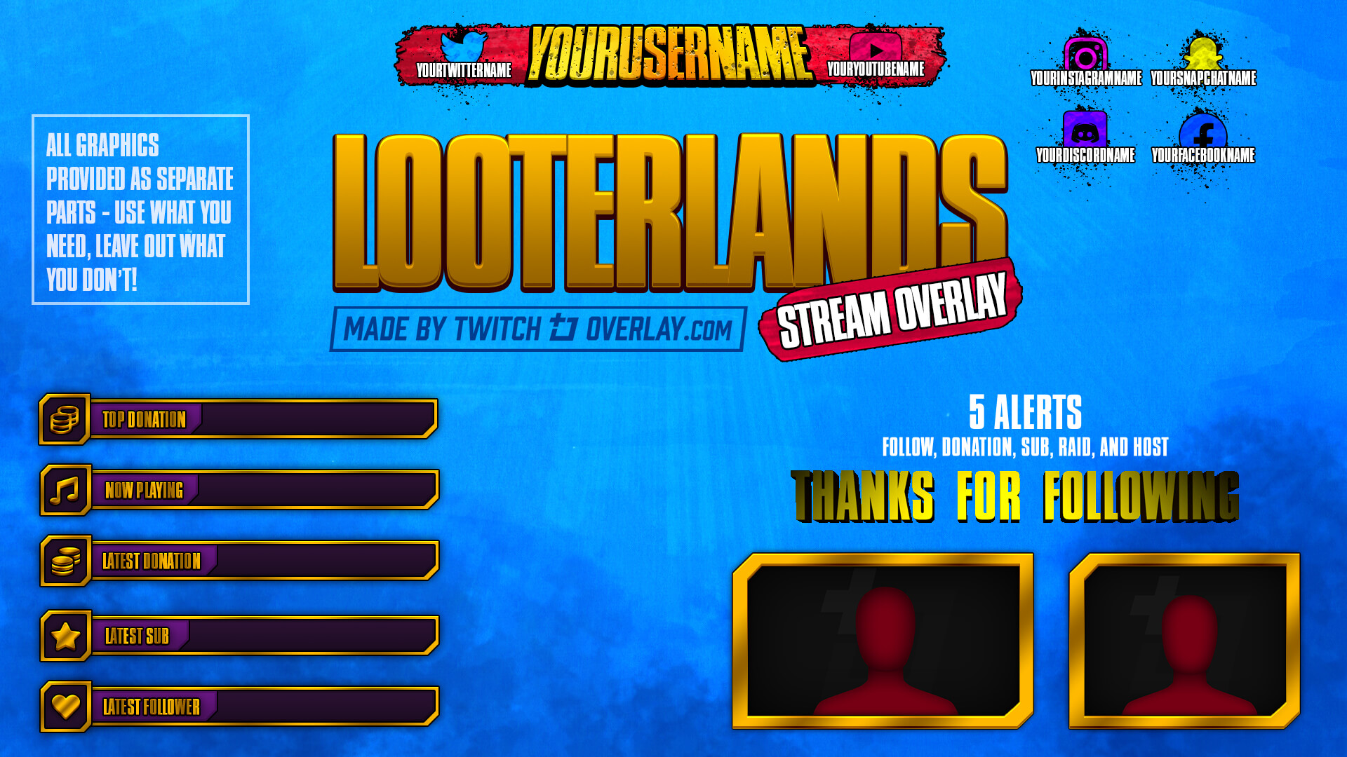 Looterlands Borderlands 3 Twitch Overlay Streamlabs Obs