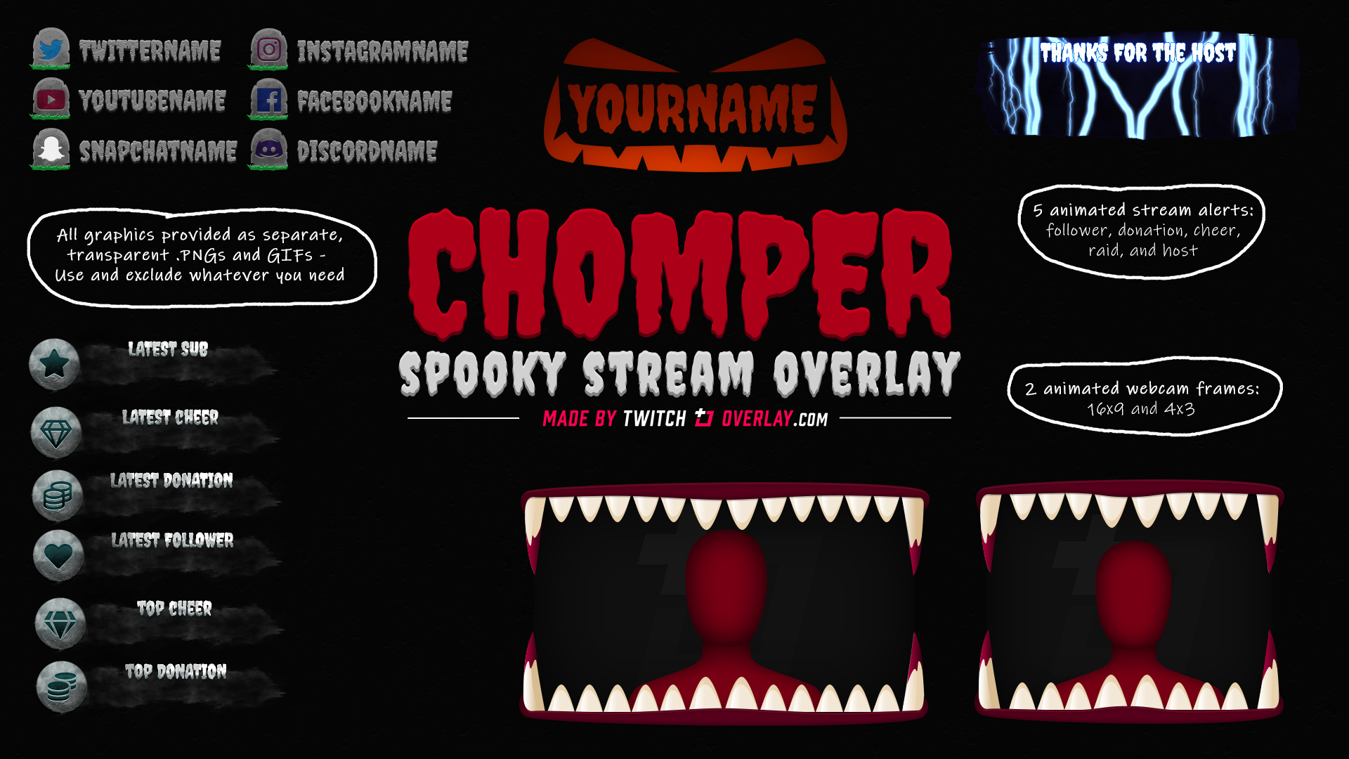 Chomper  Halloween Stream Overlay by Twitch Overlay