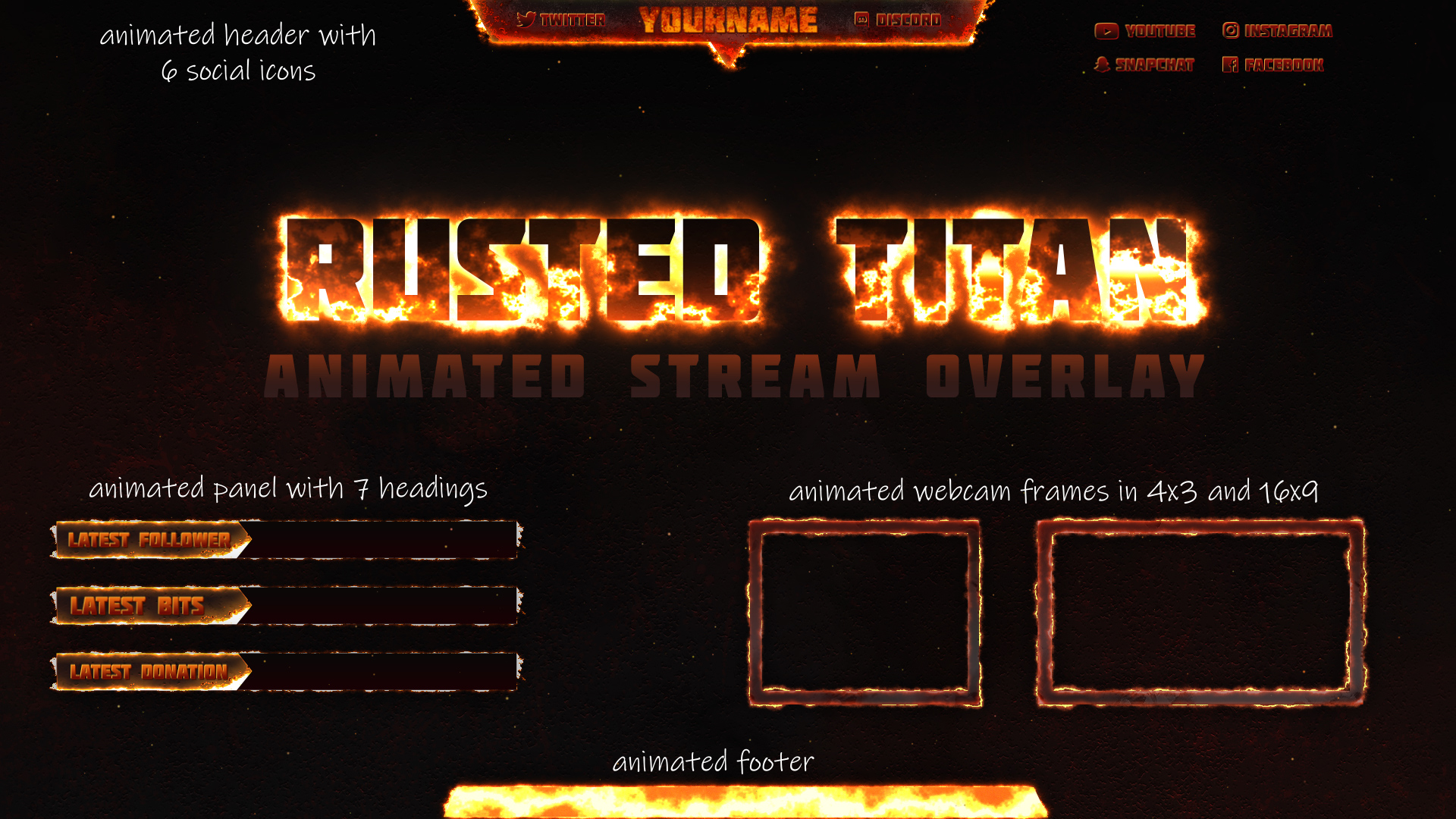 Rusted Titan Fire Twitch Overlay For Obs Streamlabs