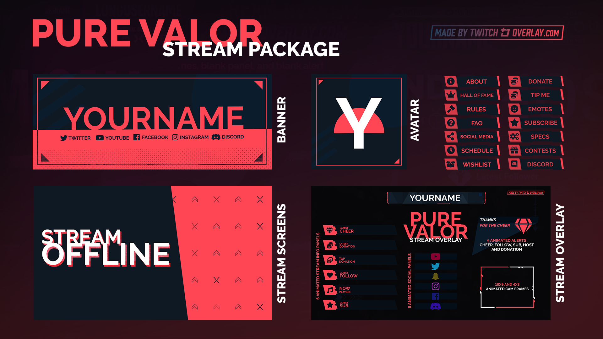 Pure Valor Valorant Stream Package for Twitch & OBS