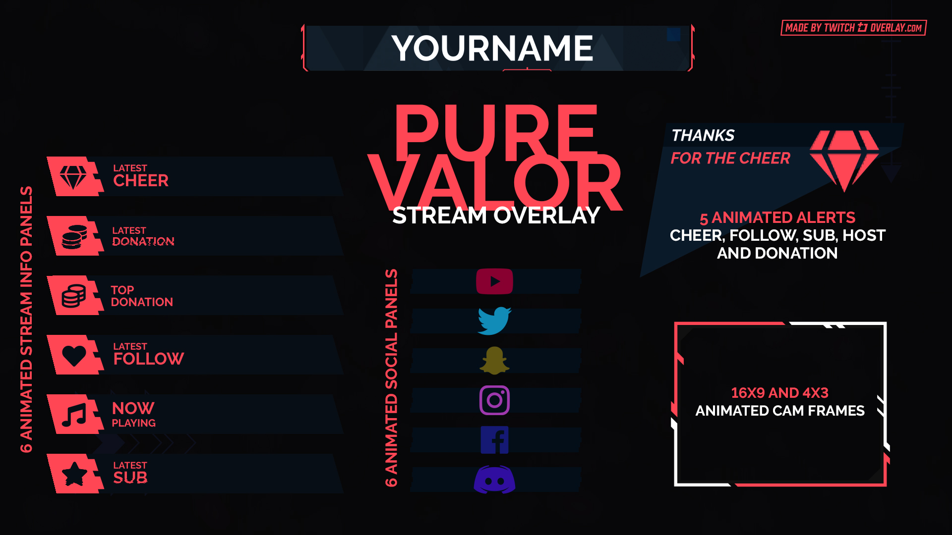 Pure Valor Valorant Twitch Overlay For Streamlabs Obs