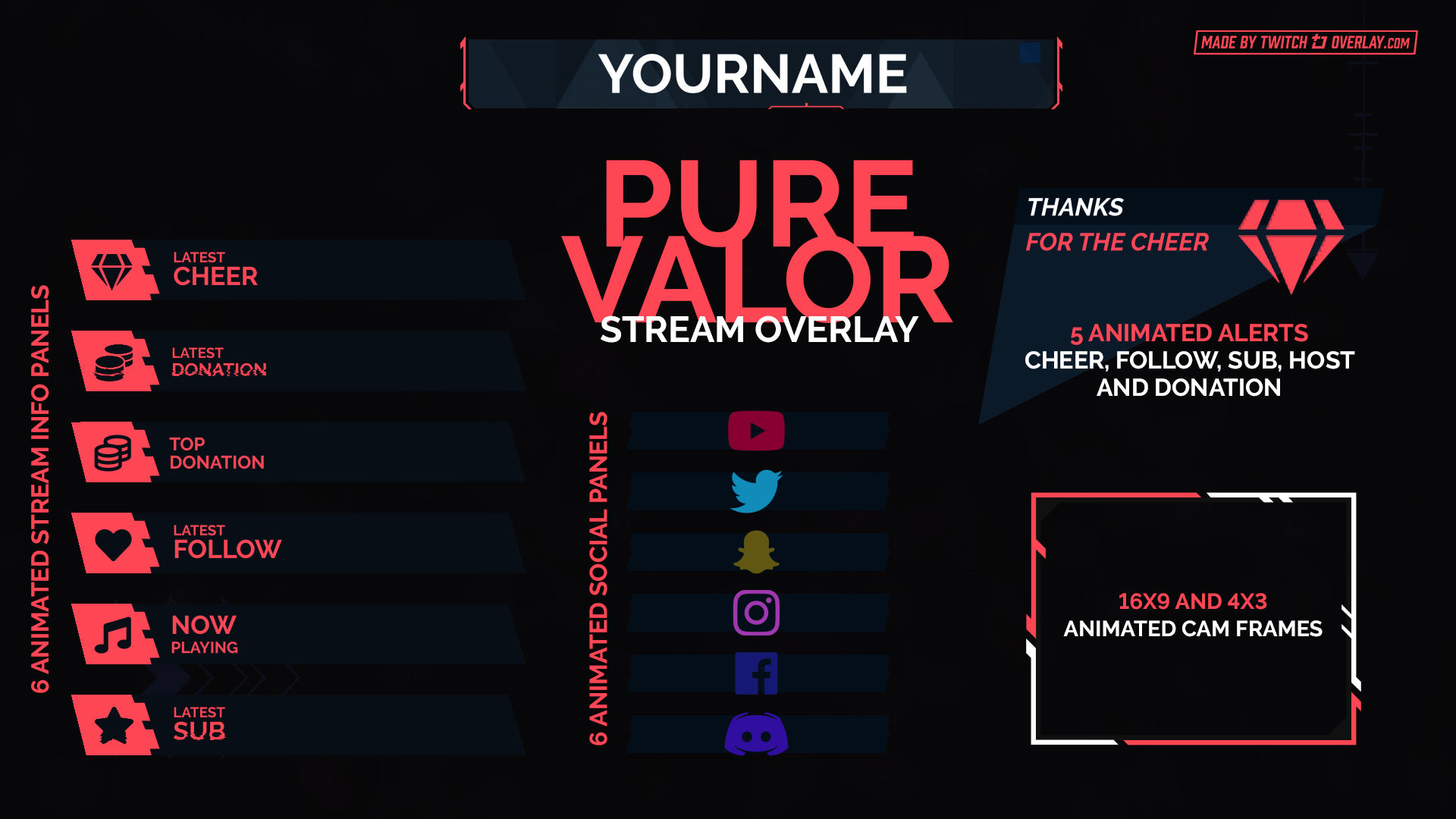 Pure Valor Valorant Twitch Overlay for OBS & Streamlabs