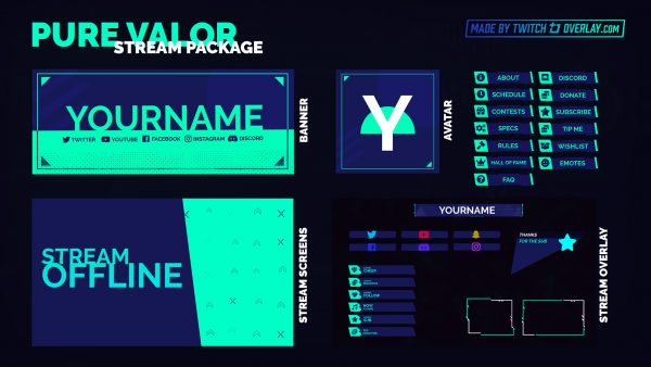 green valorant stream package - Twitch Overlay