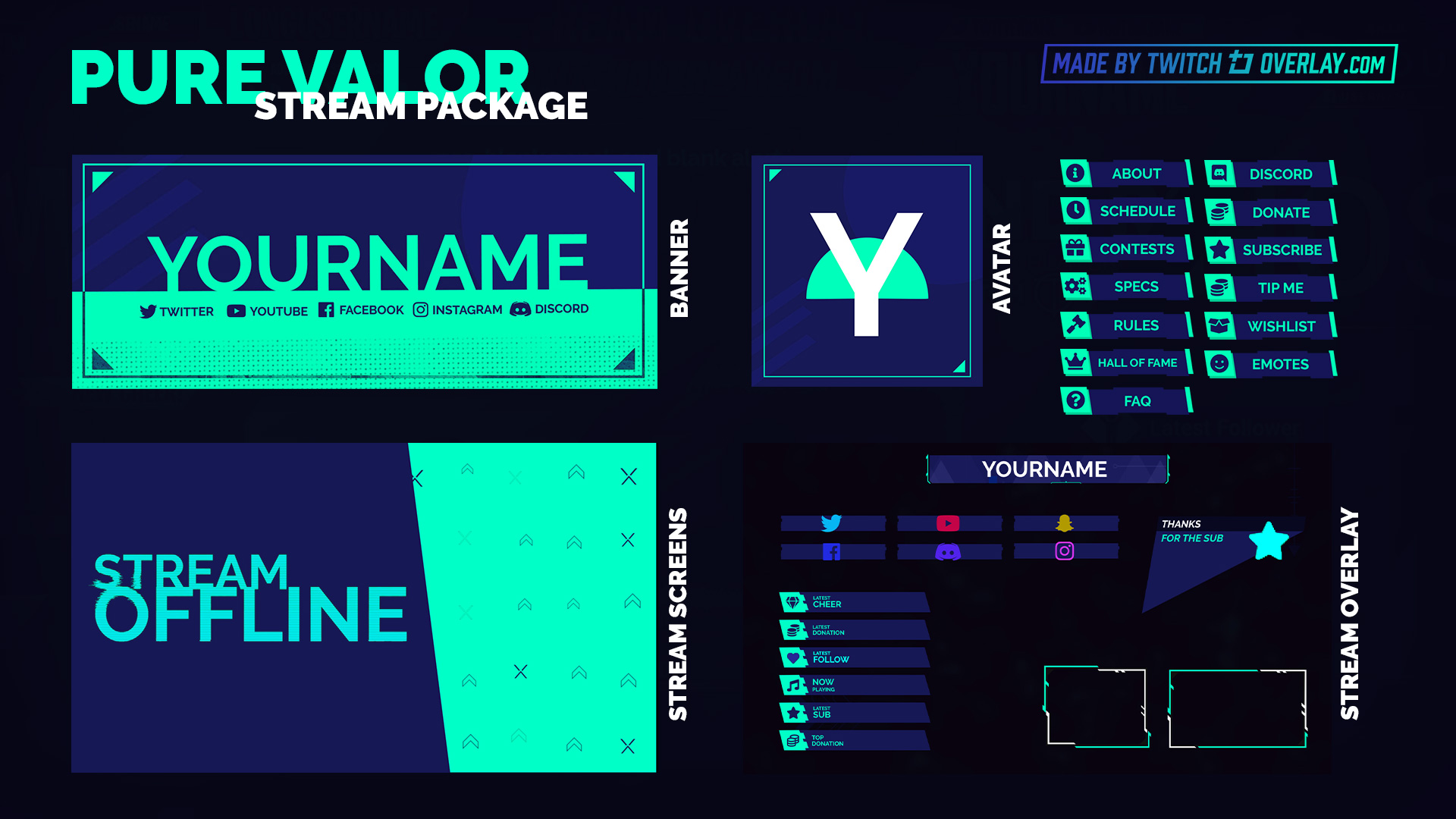 green valorant stream package | Twitch Overlay