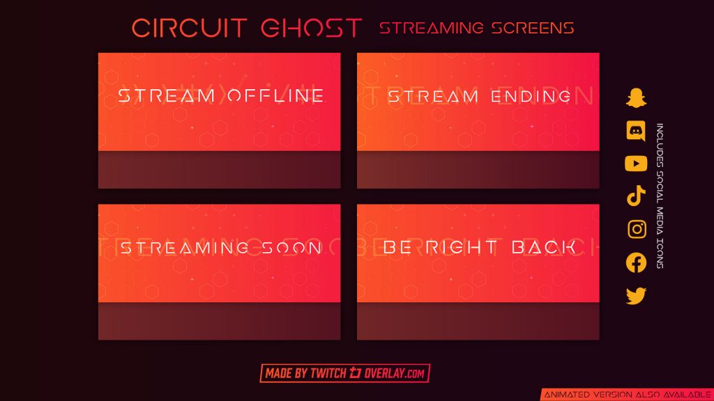 free red streaming soon & brb screens - Twitch Overlay