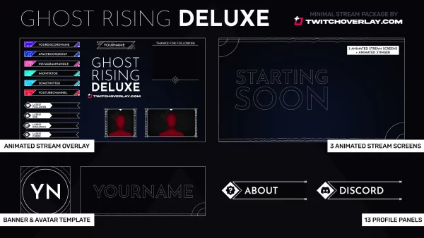 Ghost Rising Deluxe – Minimal Twitch Overlay Package
