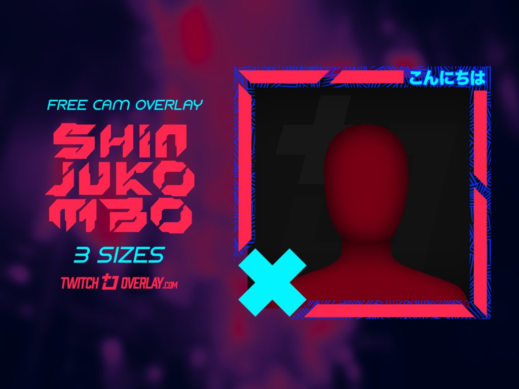 red neon toyko twitch overlay